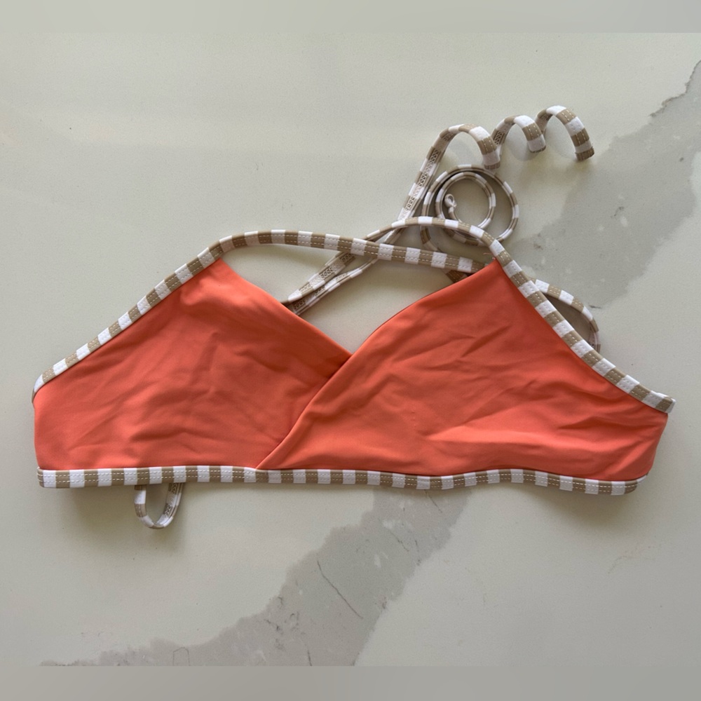 Seea Orange/Crimson Bikini Top Reversible